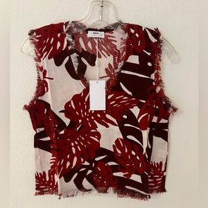MIKOH Himalayas Frayed Sleeveless Top in Vintage Tahiti Lehua NWT